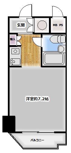 藤和伊勢佐木ハイタウン(ワンルーム/5階)の間取り写真