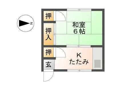 水月荘(1K/2階)の間取り写真
