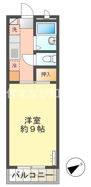 パレスサン(1K/1階)の間取り写真