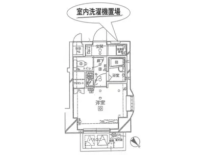 クレアシオン市ヶ谷西(1K/2階)の間取り写真