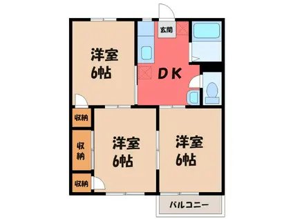パールハイツA(3DK/1階)の間取り写真