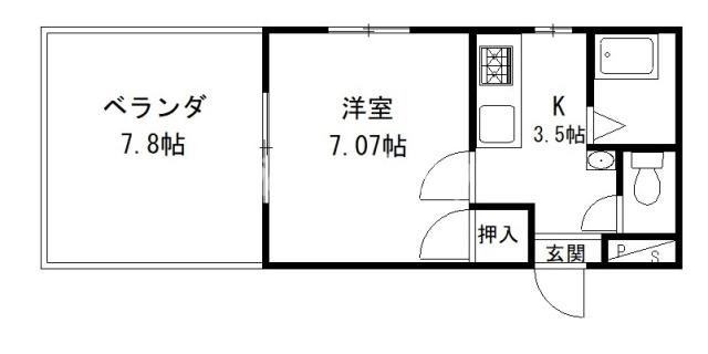 サンシティー南矢三(1K/4階)の間取り写真