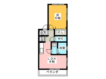 グラシア江南(1LDK/2階)の間取り写真