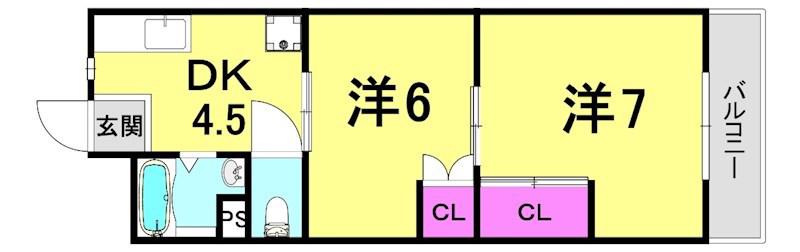 平野マンション(1DK/5階)の間取り写真