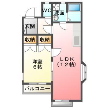 ティファニー森友B(1LDK/2階)の間取り写真