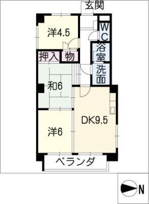 アサヒビル(3DK/3階)の間取り写真