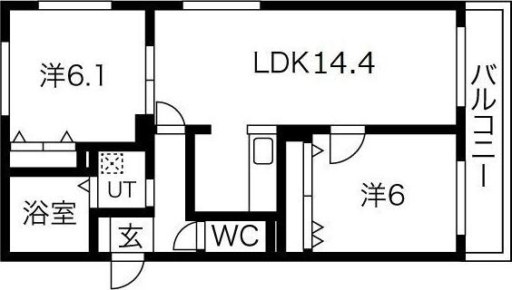 ウエストコースト東麻生(2LDK/1階)の間取り写真