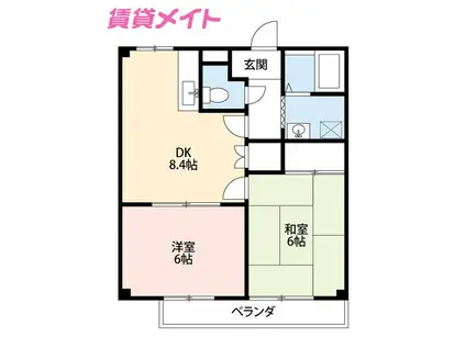 フローラルパレス(2DK/2階)の間取り写真