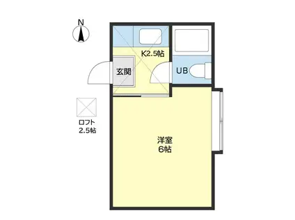 ルテター壱番館(1K/2階)の間取り写真