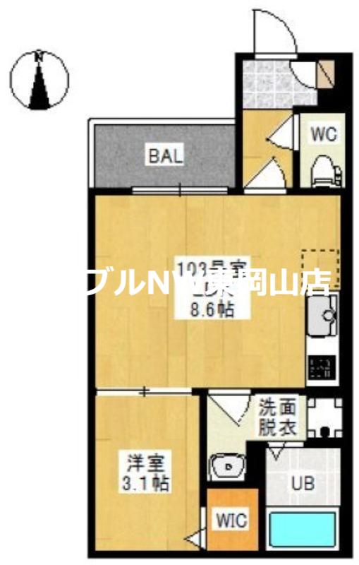REGALEST 門田屋敷II(1LDK/2階)の間取り写真