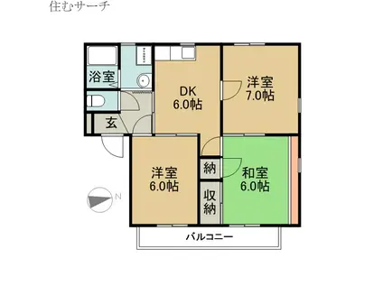 メゾンクラルテB(3DK/2階)の間取り写真