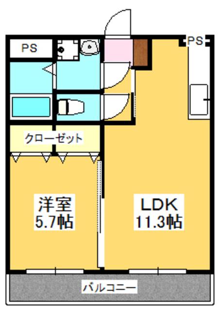 マリベールはやしまち(1LDK/1階)の間取り写真