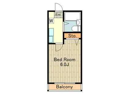 リビアキサン国立(1K/2階)の間取り写真