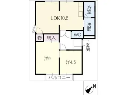 おーくたうん長久手 C棟(2LDK/2階)の間取り写真
