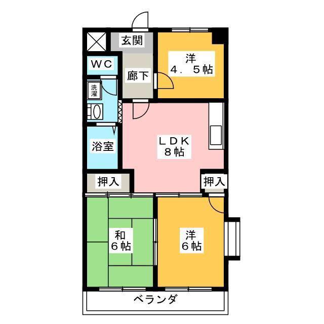 スカイハイツ瀬古(3LDK/8階)の間取り写真