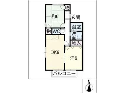ジュネスナシノキB棟(2DK/2階)の間取り写真
