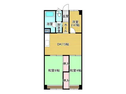 くまやビル(2SDK/4階)の間取り写真