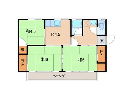 山形アパート(3K/2階)の間取り写真