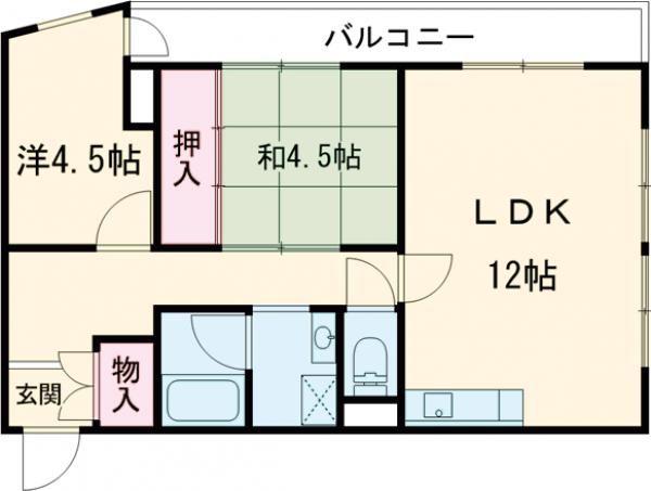 メゾン・デ・アムール(2LDK/4階)の間取り写真