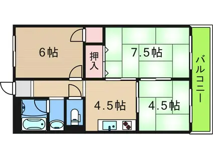 塩田マンション(3DK/3階)の間取り写真