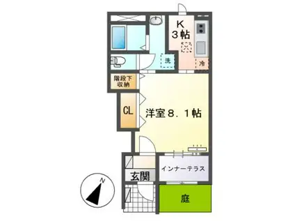 ウィン・ベルV(1K/1階)の間取り写真