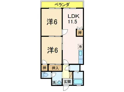 アーバンステージ七番館(2LDK/1階)の間取り写真