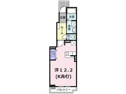 フラワーノートB(ワンルーム/1階)の間取り写真