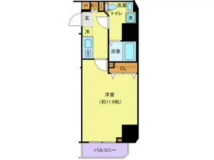 ジェノヴィア渋谷笹塚スカイガーデン(1K/3階)の間取り写真