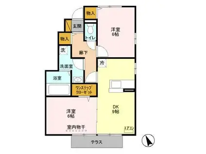 メイプルヒルI棟(2DK/1階)の間取り写真