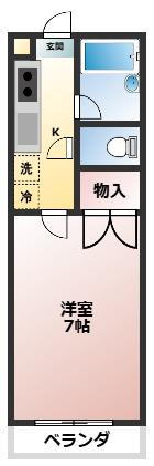 三浦ハイツII(1K/3階)の間取り写真