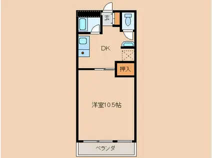 セゾン青島(1DK/2階)の間取り写真