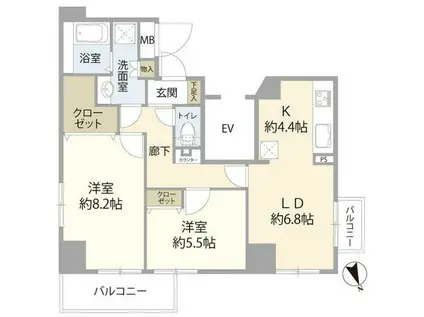 相模原第2ダイヤモンドマンション(2LDK/3階)の間取り写真
