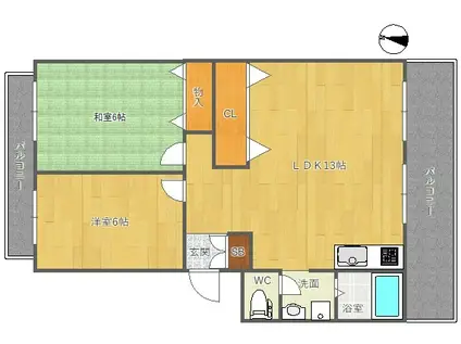 マンションロゼ(2LDK/4階)の間取り写真