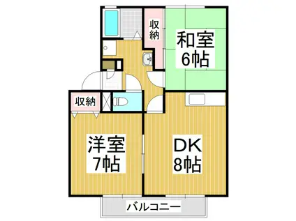 サンガーデンやまなみB棟(2DK/1階)の間取り写真