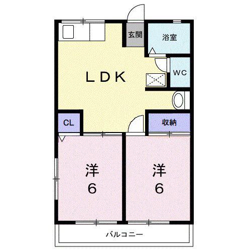 エスポワール(2DK/1階)の間取り写真