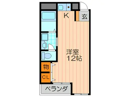 サイレント・1(ワンルーム/2階)の間取り写真