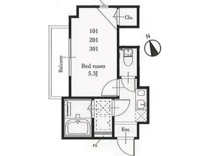 FIORE戸塚 壱番館(1K/2階)の間取り写真