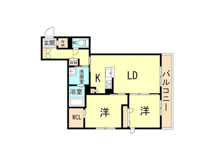 アトリオ朝霧(2LDK/2階)の間取り写真