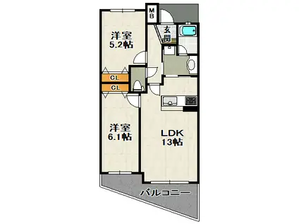 キングレジデンス・ラ・セーヌ(2LDK/7階)の間取り写真