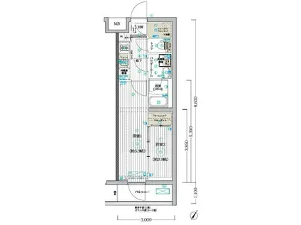 ブライズ堀切菖蒲園(1K/4階)の間取り写真
