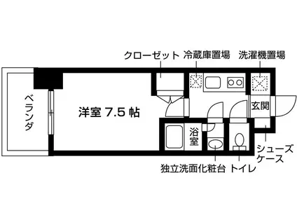 グランハイム山手通(1K/9階)の間取り写真