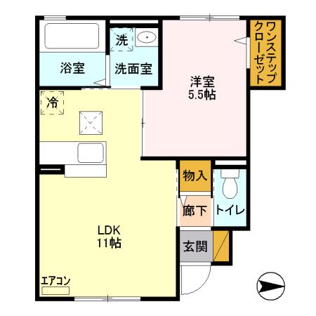 東武伊勢崎線 館林駅 徒歩14分 2階建 築16年(1LDK/1階)の間取り写真