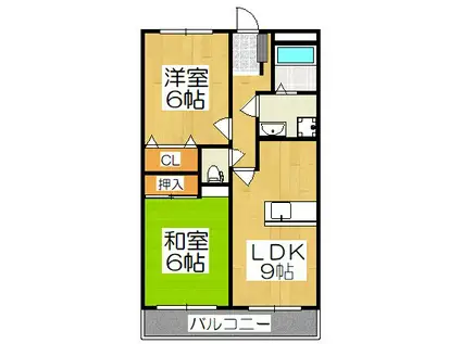 レナジア久地野(2LDK/2階)の間取り写真