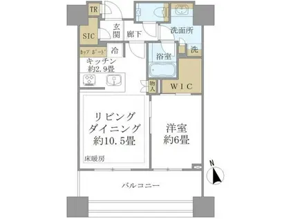 白金ザ・スカイ東棟(2LDK/6階)の間取り写真