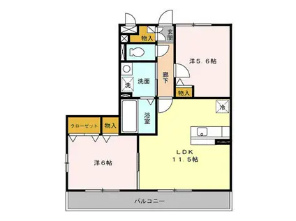 メゾン・アムール弐番館(2LDK/3階)の間取り写真
