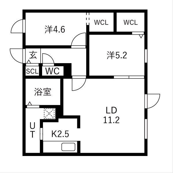 TS COURT ASABU イースト(2LDK/2階)の間取り写真