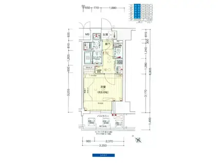 プレサンス神戸元町ミューズ(1K/9階)の間取り写真