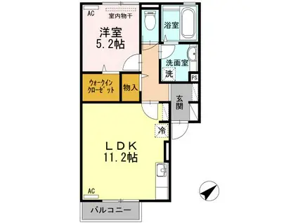 リッチジャスミン(1LDK/2階)の間取り写真
