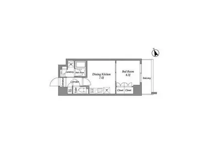 エネシャル代官山(1DK/4階)の間取り写真