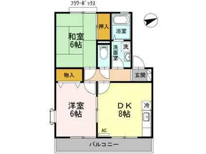 アヴァンティコートA棟(2DK/2階)の間取り写真